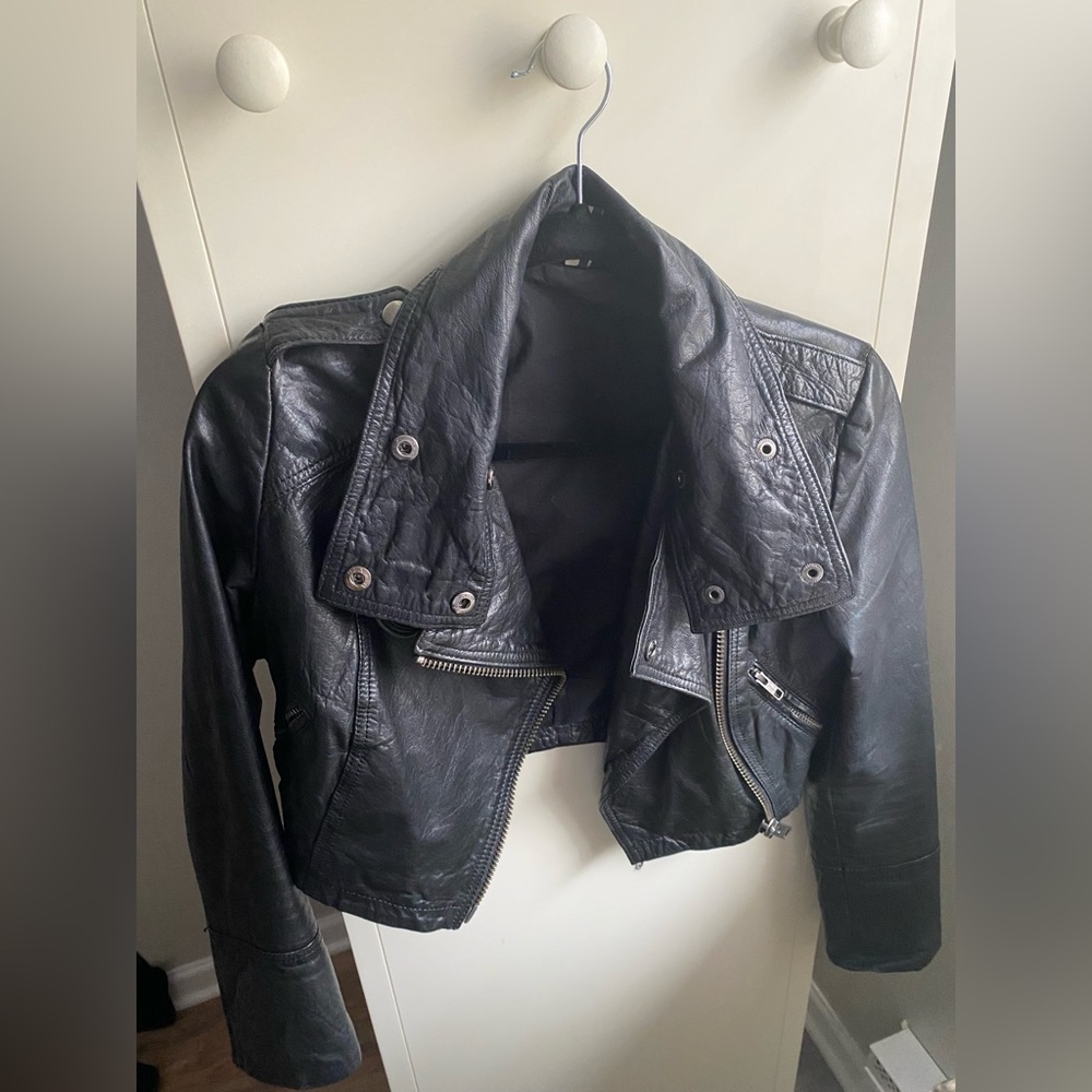 Cropped Leather Jacket Topshop Women’s 4